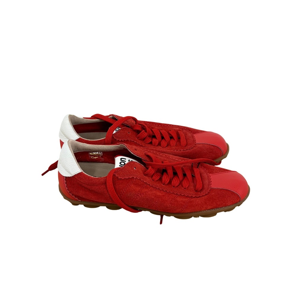 Wonders A-2102 Red Suede Leather Sneakers Low Top Flats Shoes Size 39